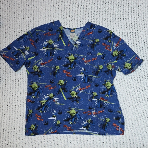 Star Wars Other - Adult L Unisex Scrub Top Star Wars Yoda